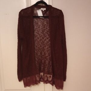 Umgee Maroon Open-Front Cardigan